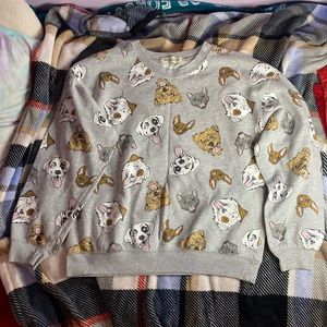 Dog pattern crew neck sweatshirt